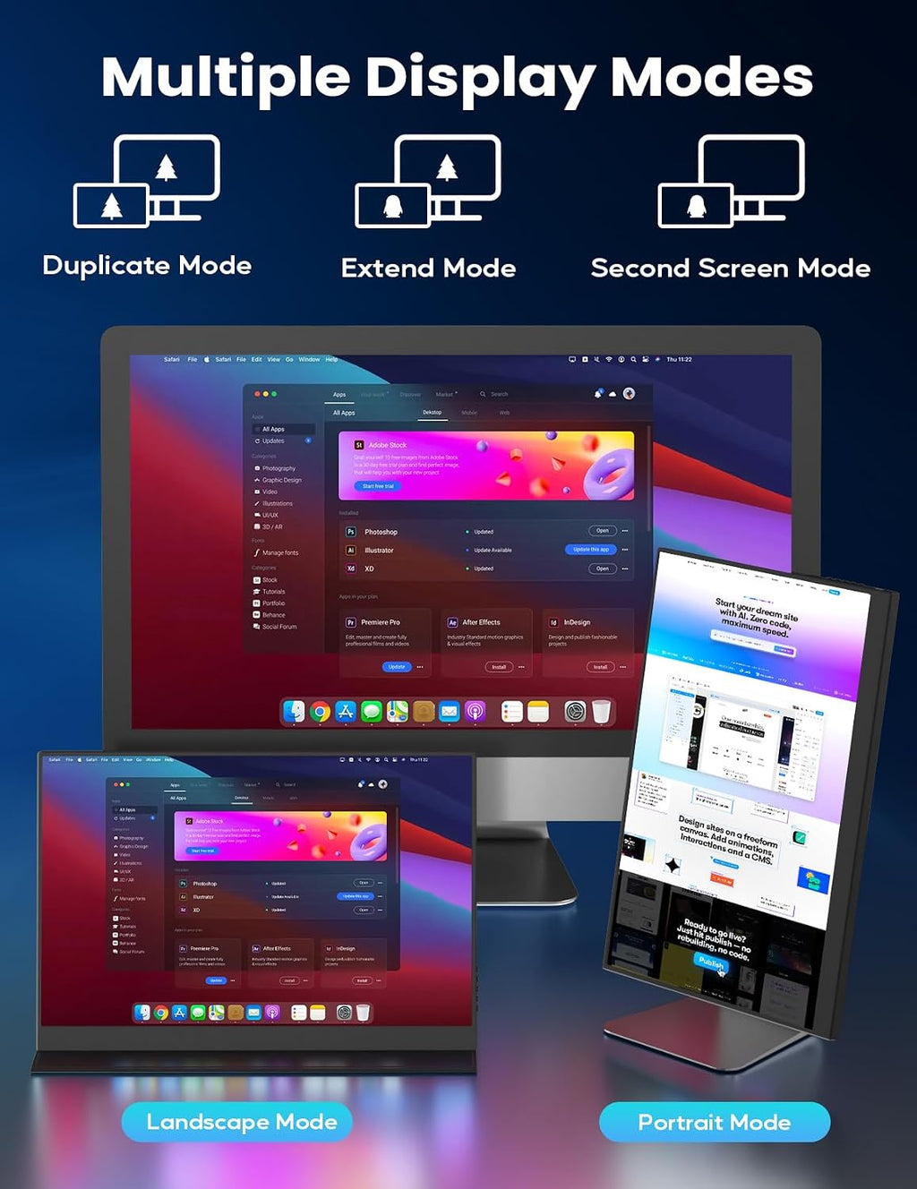 KEEPTIME Portable Monitor 14inch FHD 1920 * 1200P Travel Monitor, USB-C HDMI Laptop Monitor with Dual Speakers, HDR Plug&Play, External Monitor for Laptop Mac PC Phone Xbox PS5