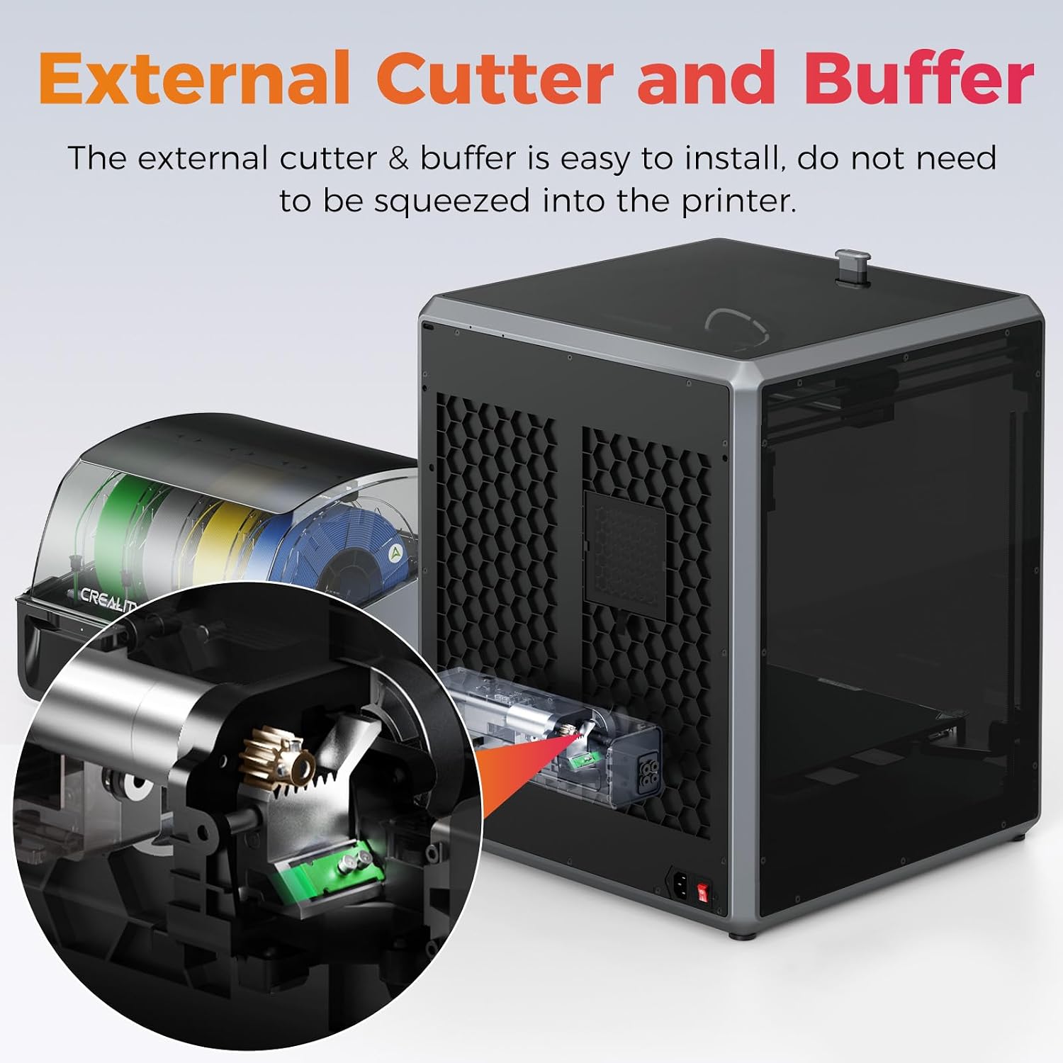 Official Creality CFS-C, Multicolor Printing Upgraded Filament System Easy Installation External Cutter and Buffer One-Stop Retrofit for K1 SE, K1, K1C, K1 Max 3D Printers