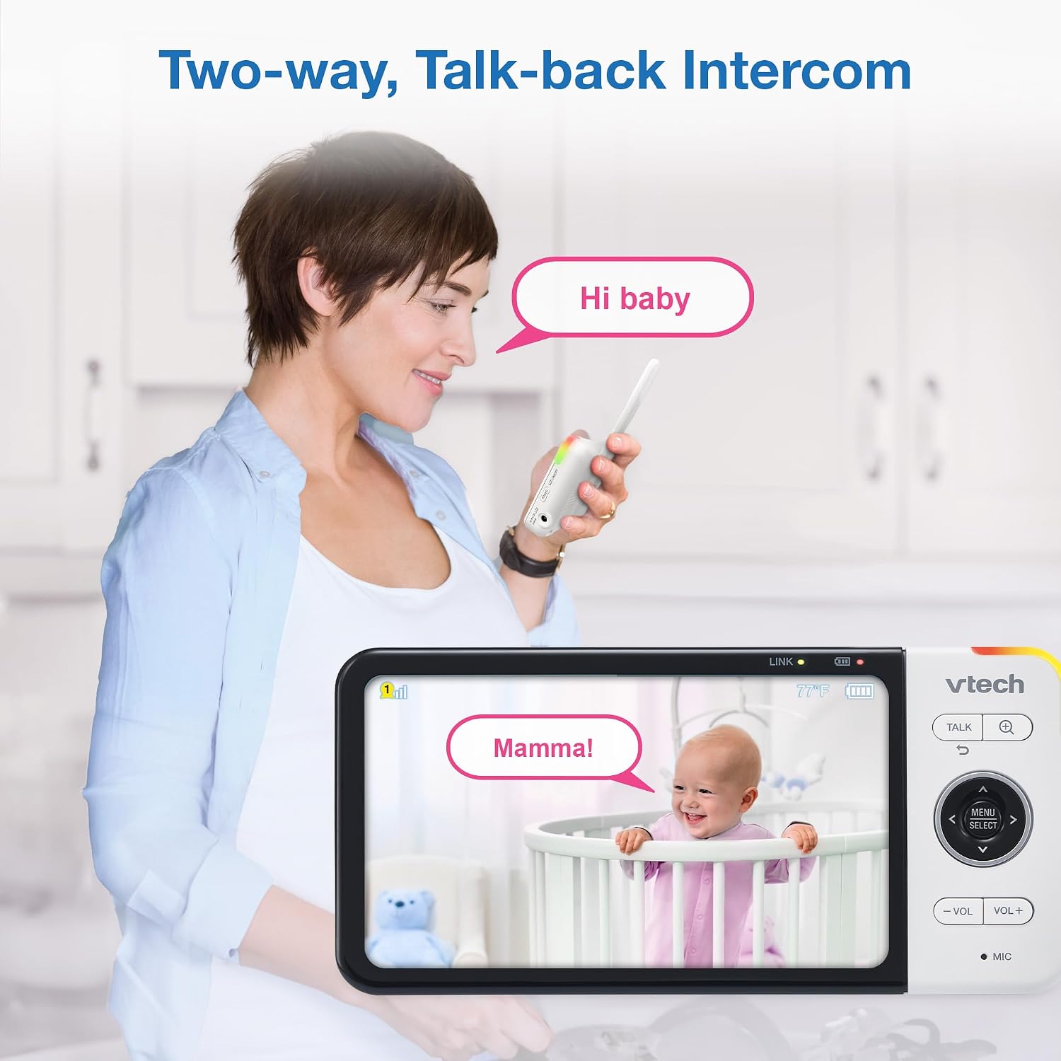 VTech VM928-2HD 5' 720p HD Display 2 Cameras Baby Monitor,110 Wide Angle View,Remote Pan-Tilt-Zoom,Night Vision,Up to 1000ft Range,Temperature Sensor,9 Soothing Sounds & Lullabies,2-Way Talk,No WiFi