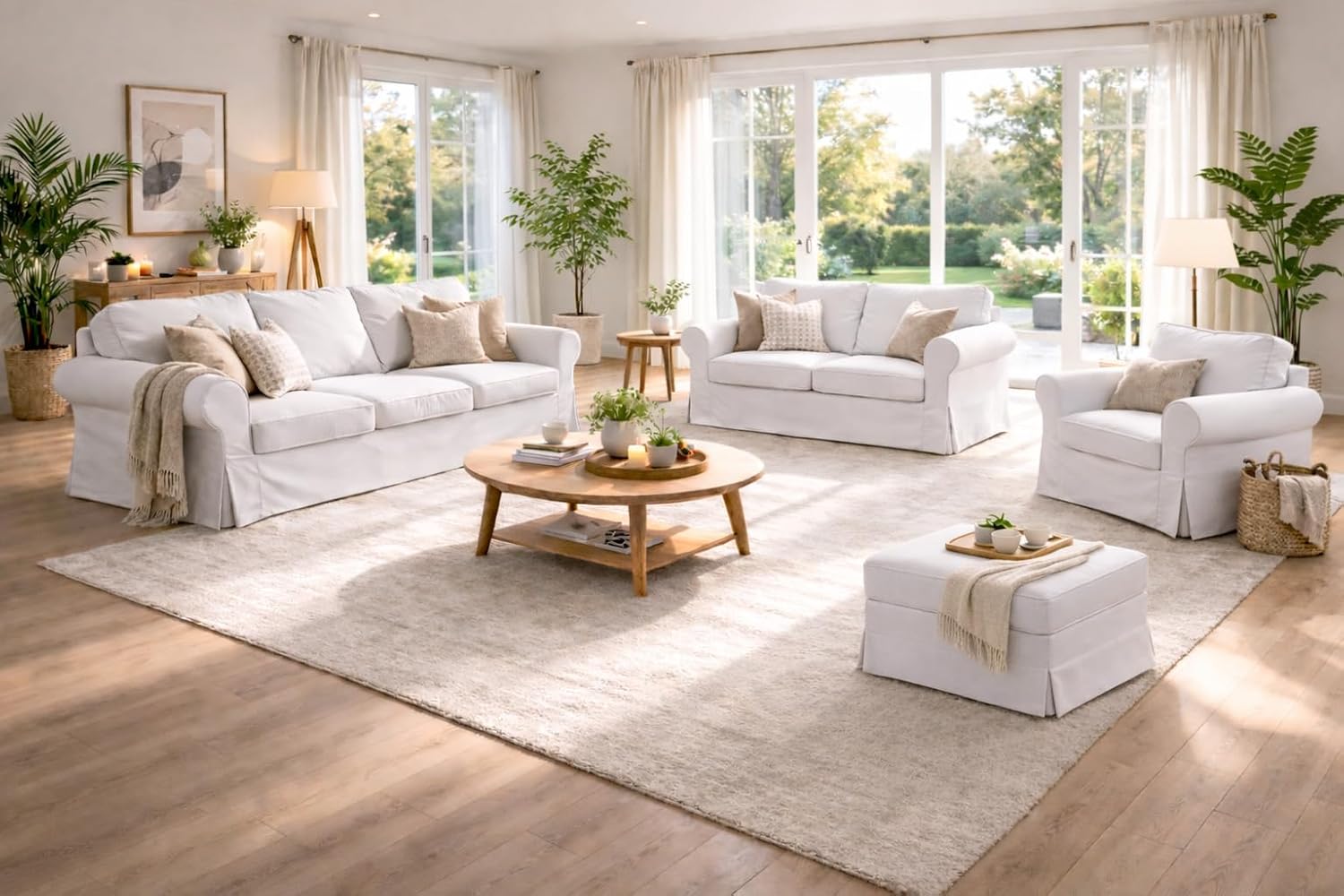Heavy Duty UPPLAND (Not EKTORP) Sofa Cover Replacement Compatible with IKEA UPPLAND 3 Seat Sofa, Loveseat, Armchair, Sectional Corner, or Footstool Slipcover Only (Uppland 3 Cotton White)