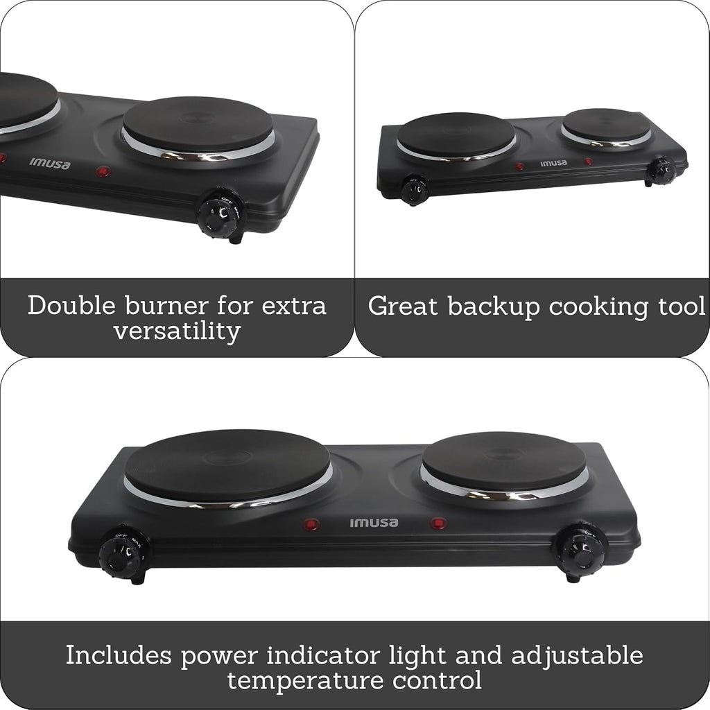 IMUSA Double Electric Hot Plate, Black (Pack of 3)