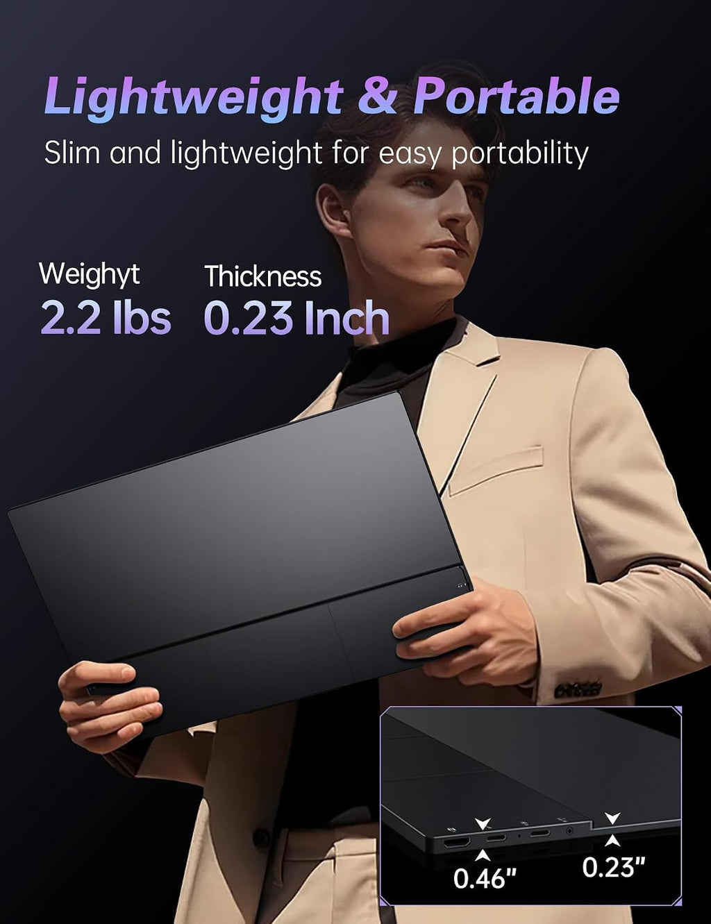 CAPERAVE Portable Monitor 17.3' 144Hz, FHD 100% sRGB HDR Portable Gaming Monitor, Travel Monitor with Kickstand & Speakers, USB-C HDMI External Screen for Laptop Mac Xbox Switch PS5/4