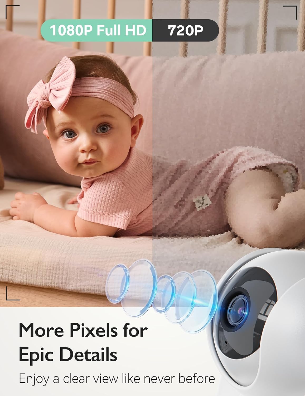 Momcozy Video Baby Monitor, 5.5' 1080P Full HD Baby Monitor with Camera No WiFi, Infrared Night Vision, 5800mAh 120-hrs Battery, ECO, VOX, 2-Way Audio, 1640ft Range, Record and Rewind Locally, BM03