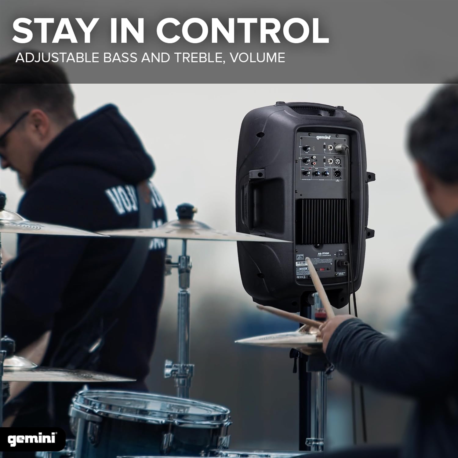 Gemini 40W Powered DJ Speaker 10' – Compact Active Stage Monitor with XLR/AUX Inputs, Built-in Mixer, EQ & Stand Mount for Mobile Gigs & Events (AS-2110P)