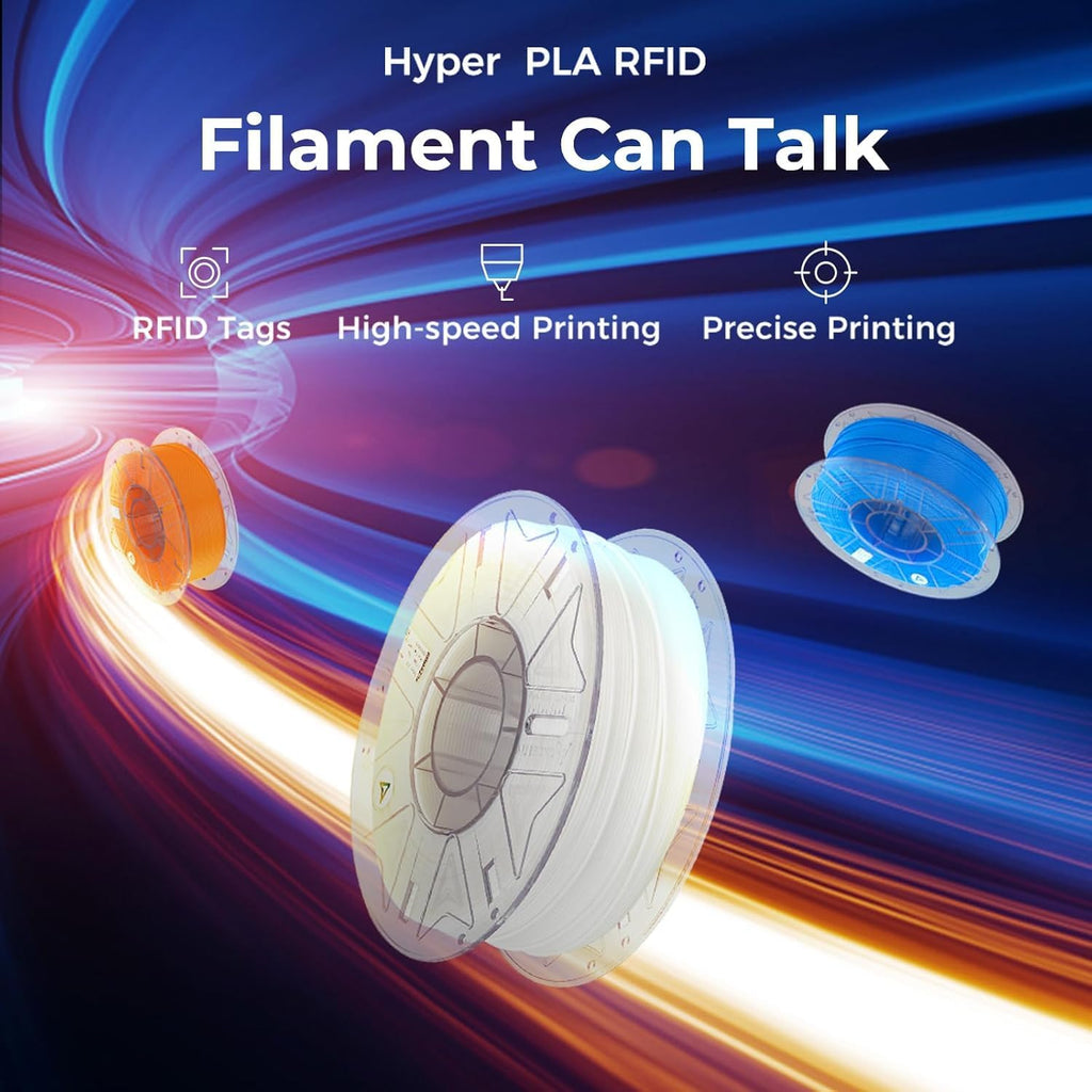 Creality Hyper PLA Filament 1.75mm, RFID 3D Printer Filament PLA for High Speed 30-600mm/s, 12kg(26.4lbs)/Spool Filament Support CFS, Fits for Most 3D Printers, 4Black & 4White & 4Grey