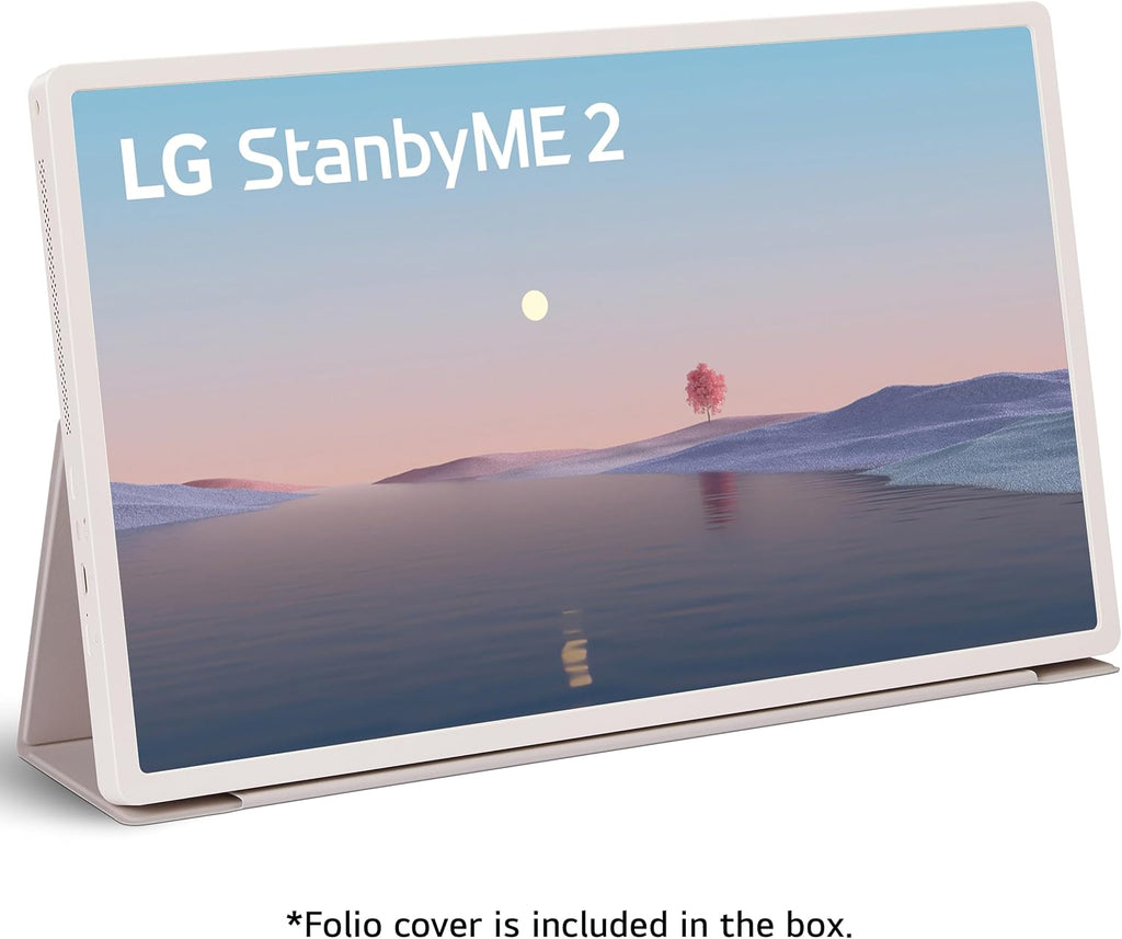 LG 27-Inch StanbyME 2 with Folio Cover, Portable Touch Screen, Dolby Vision, HDR10, Filmmaker Mode, Built-in Battery, Full Swivel Rotation (27LX6TYGA, 2025)