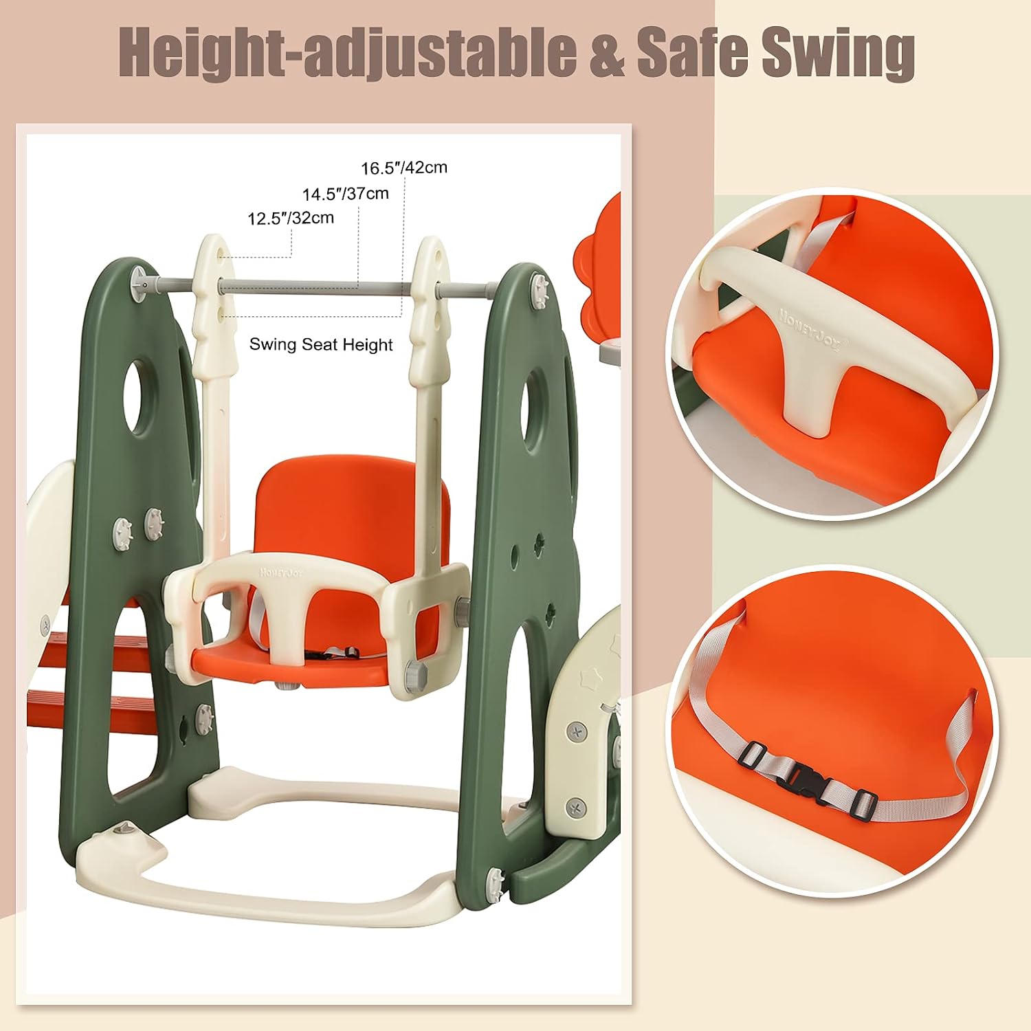 Costzon 6 in 1 Toddler Slide and Swing Set, Kids Large Climber Slide Playset with Basketball Hoop, Football Gate and Golf Hole, Playground Swing Set for Indoor Outdoor Backyard 2-12 Gifts Presents