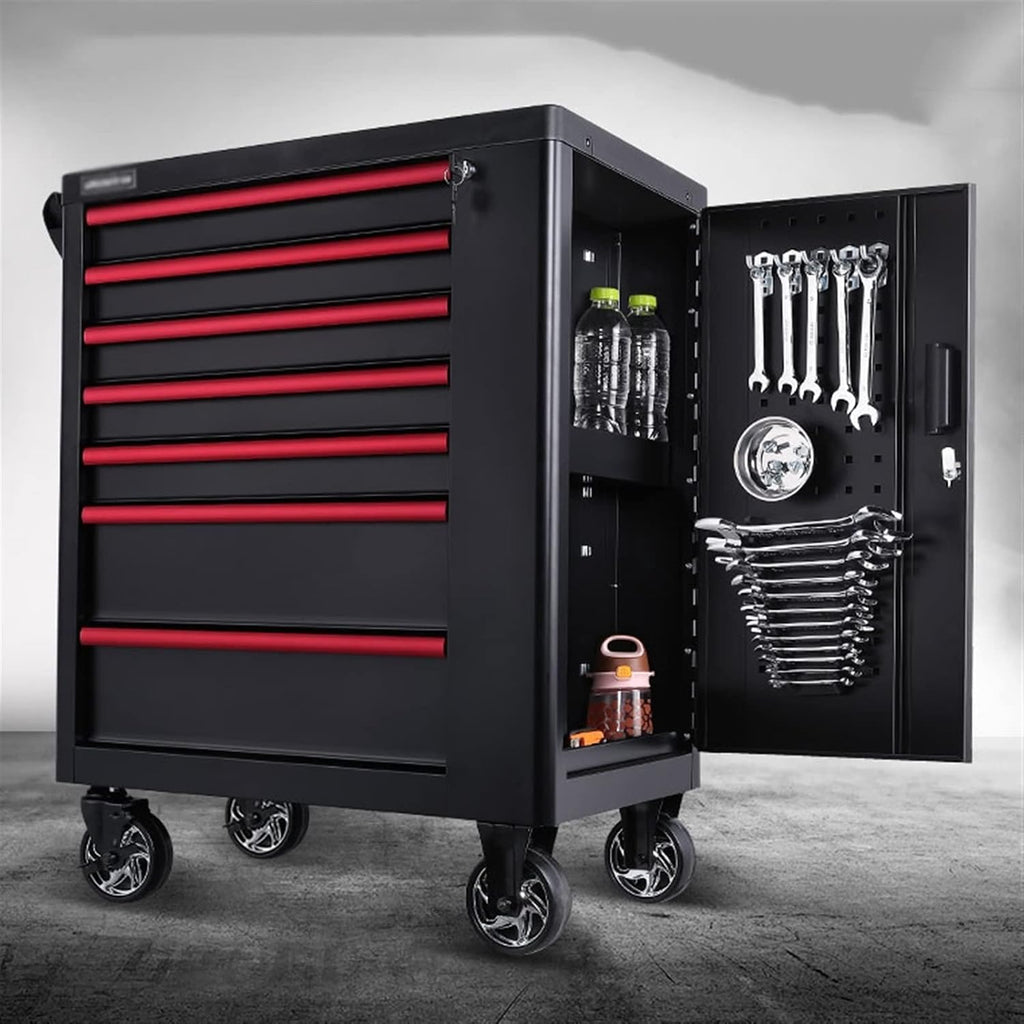 Portable Tool Box Tool Box/Tool Cabinet, Side Tool Storage Cabinet Heavy Duty Cart Steel Rolling Tool Box with 7 Lockable Drawers Small Parts Box