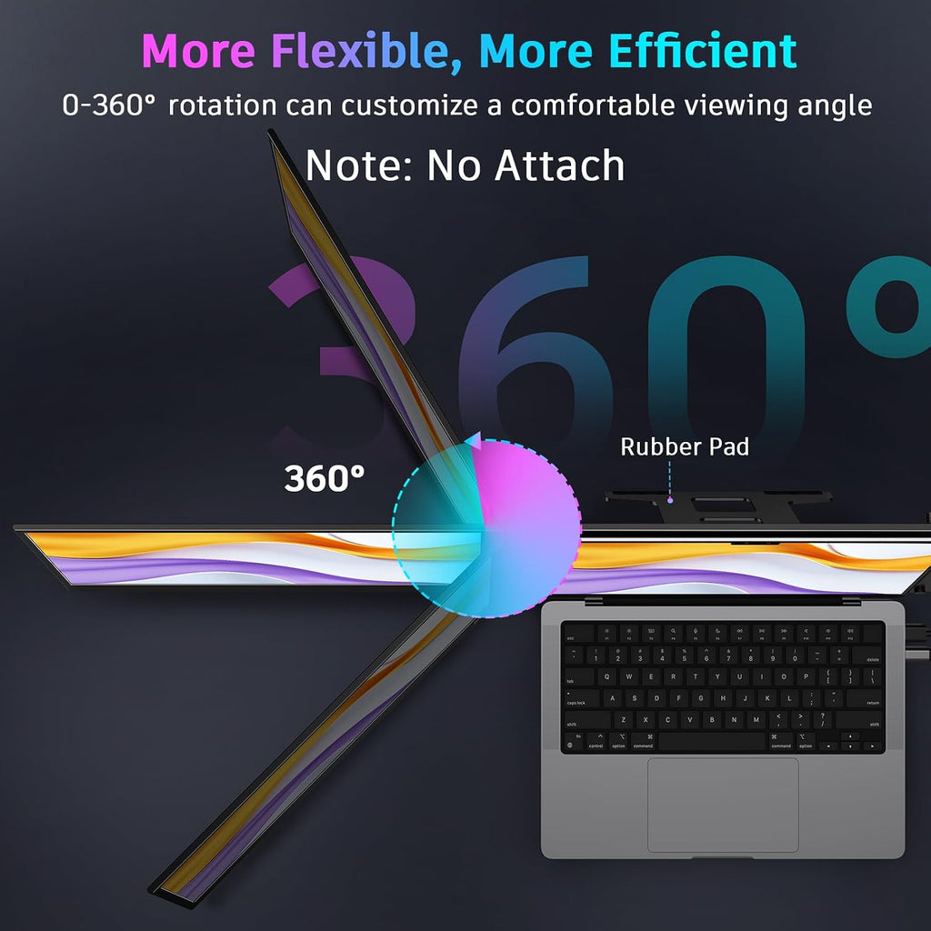 QQH Laptop Screen Extender, 15.6' Triple Portable Monitor with Ultra-Slim FHD IPS Display, One Cable USB-C Monitor Extender Compatible with MacOS, Windows, Android for 12-16' Laptop (Driver Need)