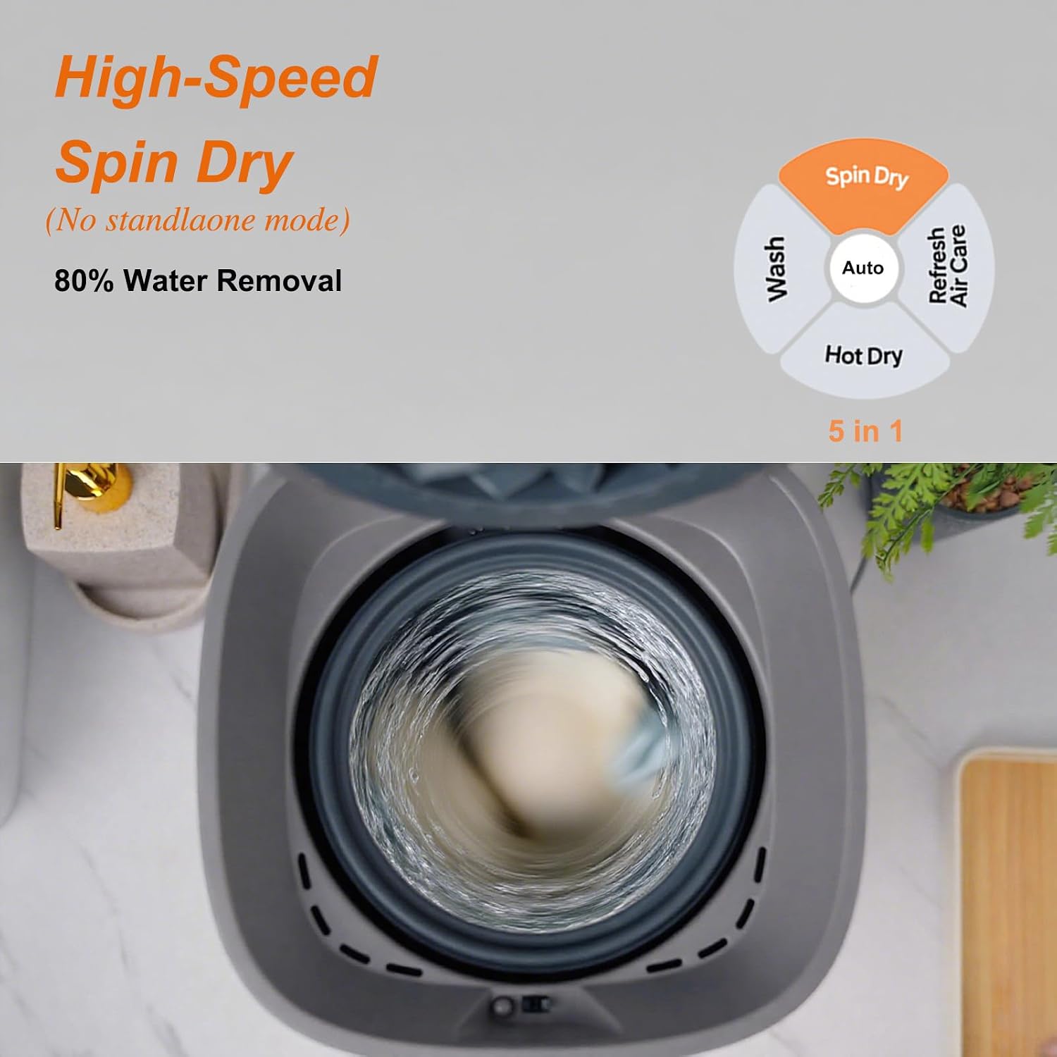 Auto Mini Washing Machine for Underwear, Socks & Delicates - 7L(1kg) Capacity with Heat Dry & Ozone Care System, Built-in Drain/Spin Functions