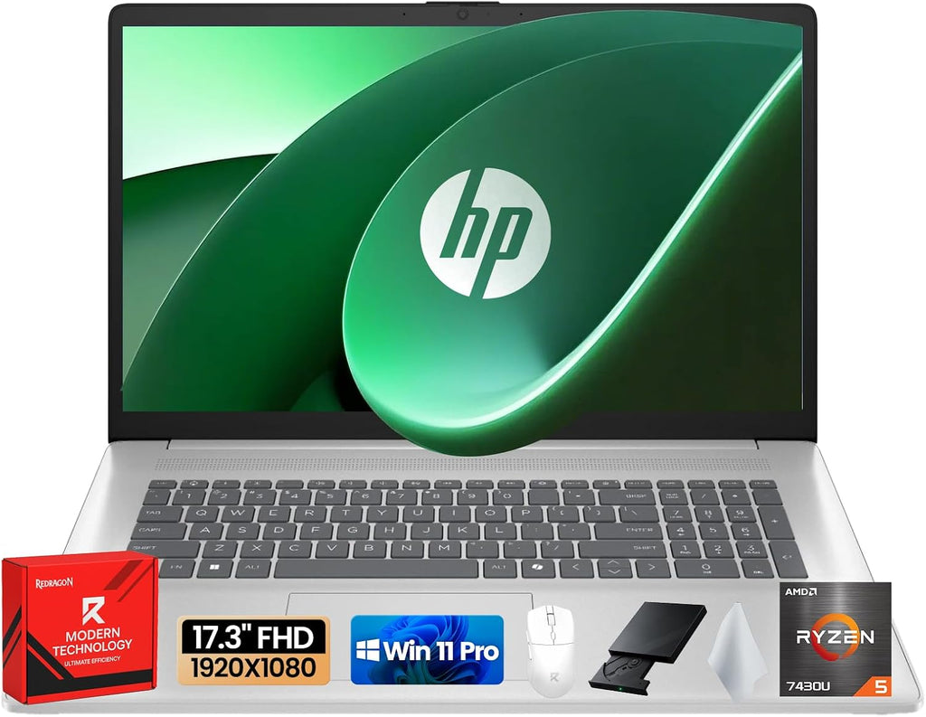 HP Flagship 17.3 Laptop Computer for Work & Home - AMD Ryzen 5 7430U (6-Core), AMD Radeon Graphics, FHD Anti-Glare IPS, Wi-Fi6 & BT 5.4, Fast Charge, Win 11 Pro, w/Accessory Kit, 16GB RAM, 512GB SSD