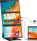 Quad Laptop Screen Extender, 15.6' FHD 1080P Quad Monitor, Combine into One 30' Screen (Landscape/Portrait), Just 1 Cable for 3 Screens, Driver Required, Compatible with Wins & Mac(M1/M2/ M3/M4/M5)