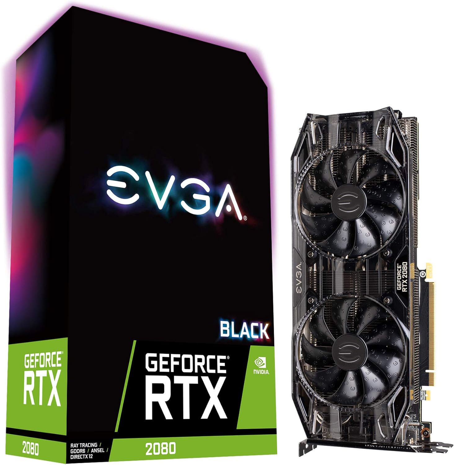 EVGA 08G-P4-2081-KR GeForce RTX 2080 Gaming 8GB GDDR6 Dual HDB Graphics Card, Black Edition