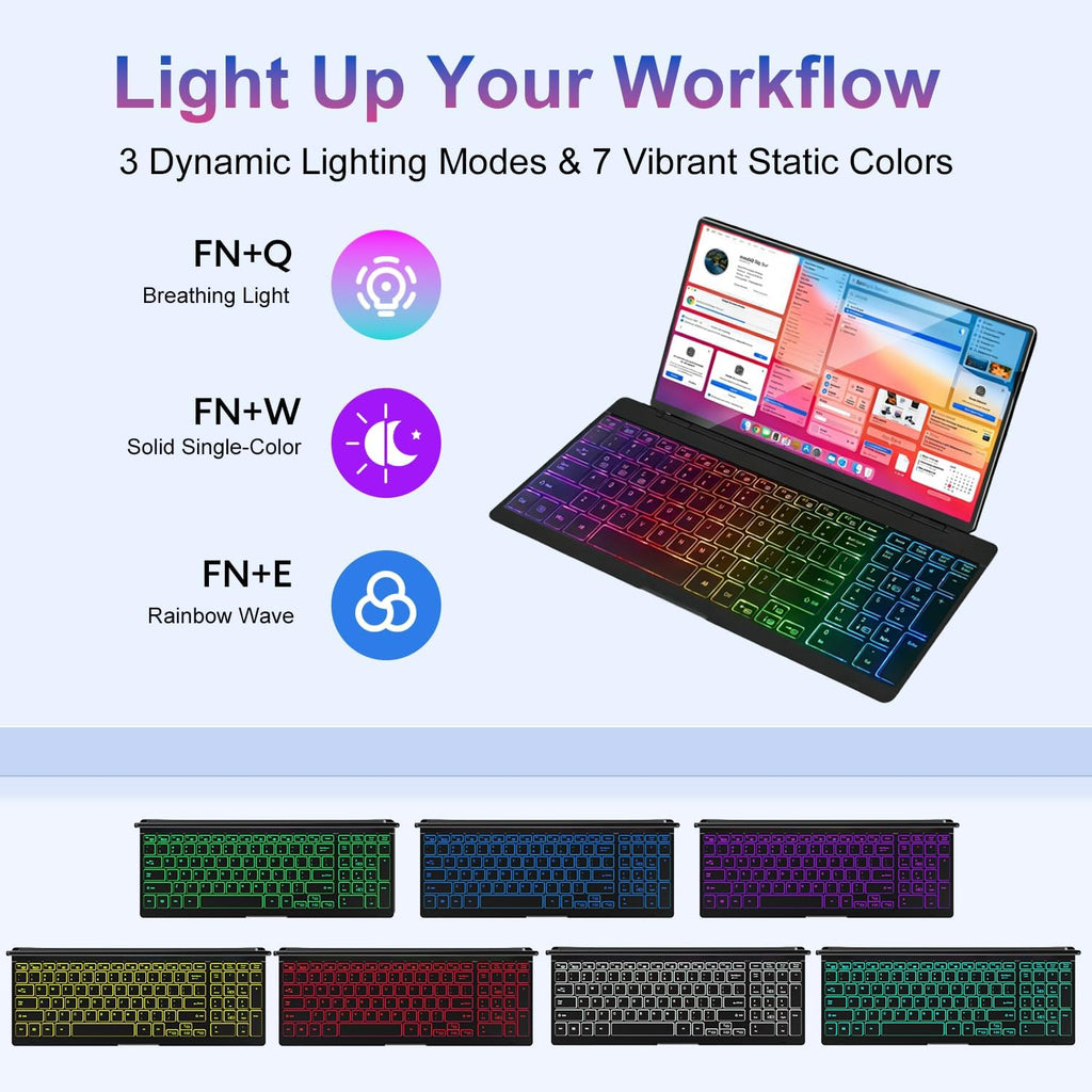 12.8' Portable Touchscreen Keyboard, Screen Extender with Silent Keyboard, USB-A Type-C Monitor for Laptop, Desktop, Mini PC, MacBook(Driver Need)