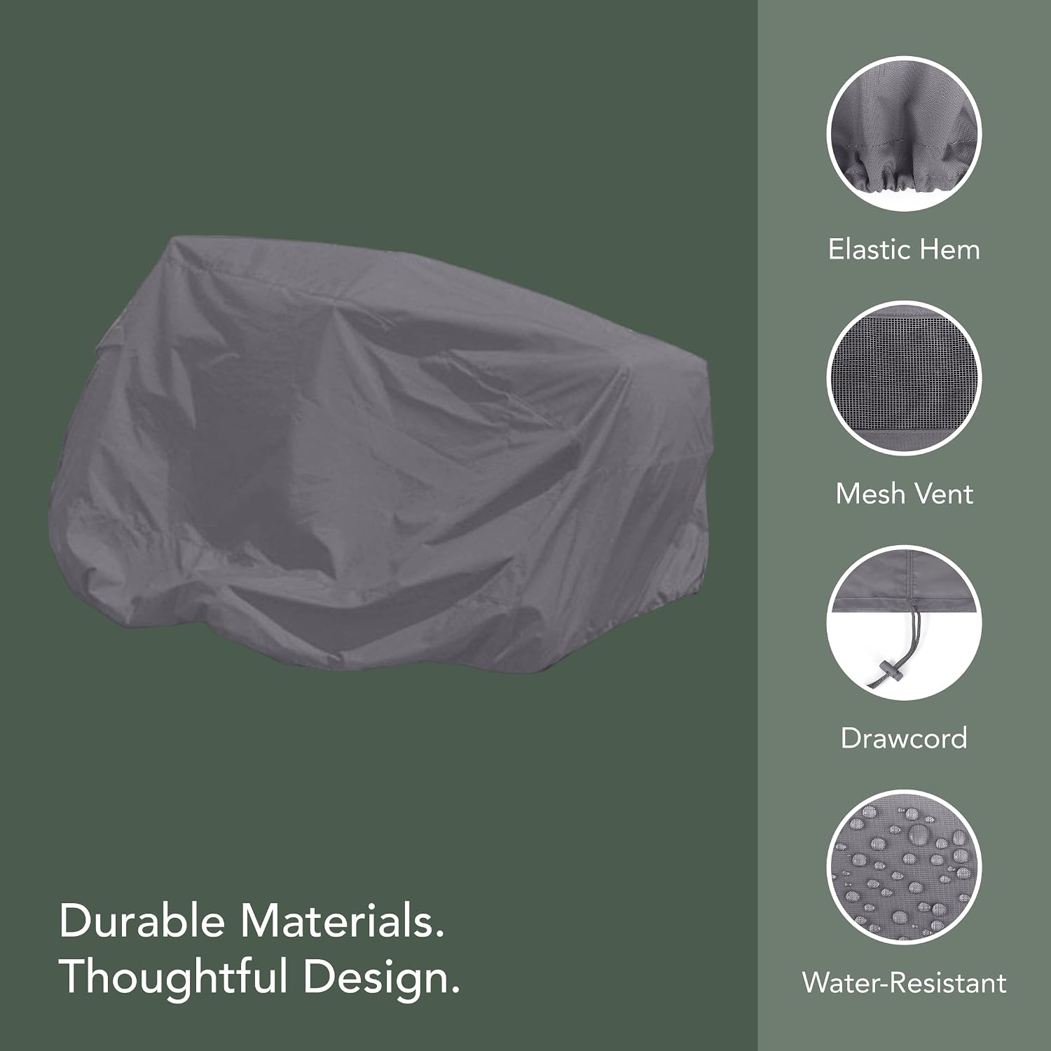 Covermates Elite Zero‑Turn and Riding Lawn Mower Cover – Heavy‑Duty Polyester All‑Weather Outdoor Protection Water‑Resistant, Drawcord, & Breathable Vent, 58W x 82D x 52H, Charcoal