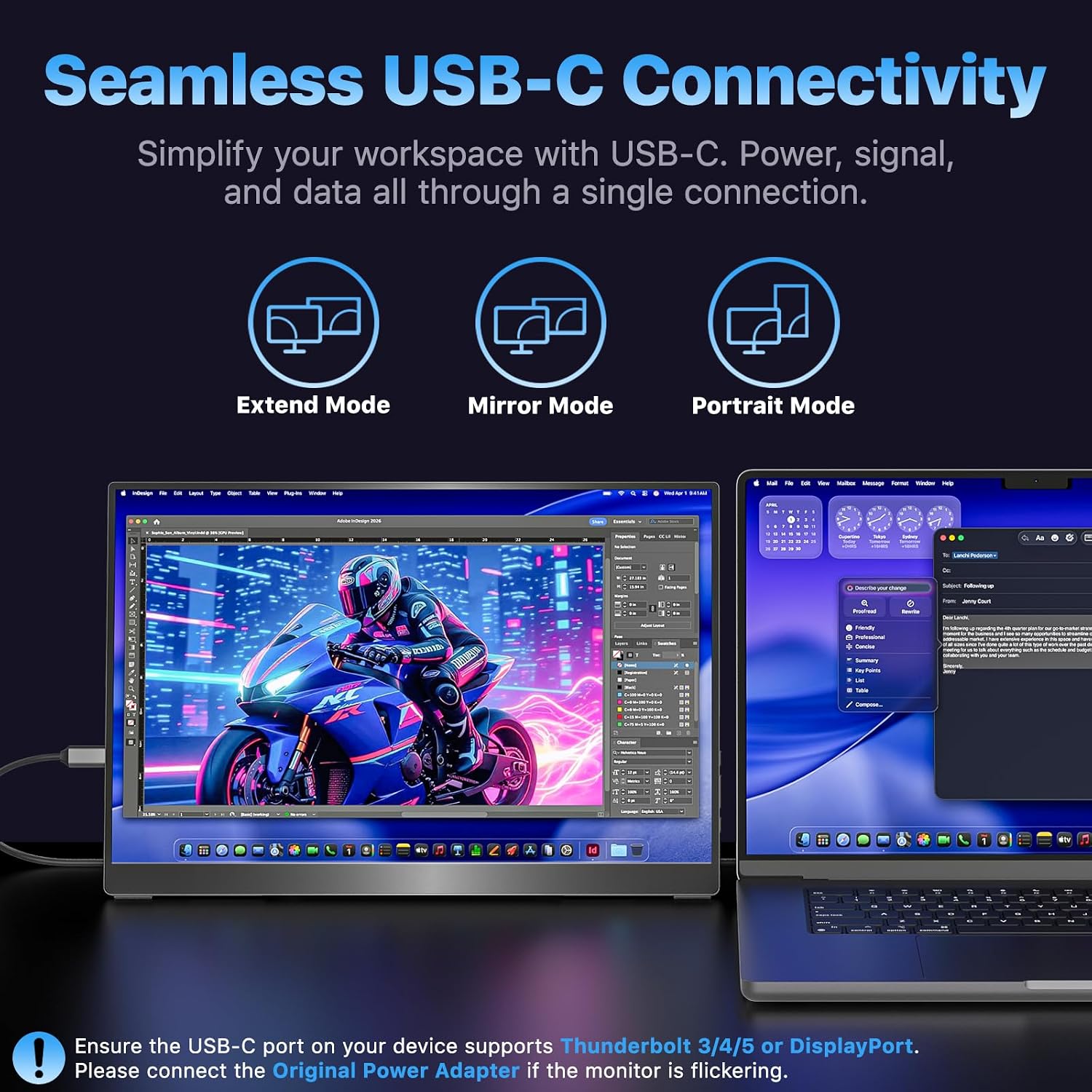VisionOwl Portable Monitor 16 Inch 2.5K QHD 144Hz 16:10 Second Screen, USB-C HDMI HDR Travel Monitor for Laptop PC MacBook PS5 Xbox, VESA Mountable, with Speakers, Built-in Kickstand