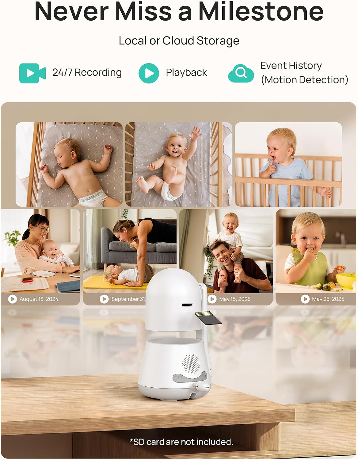 Dr.Care LumiView Plus Smart WiFi Baby Monitor - 5.5' 1080P Split Screen & 2K Camera, Privacy Mode, Cry & Motion Alerts, 5000mAh Removable Battery, RGB Night Light, HD Night Vision, App Control, 1279ft
