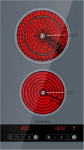 Dual Coil Design of Double Burner Electric Cooktop, 1800W Ceramic Hot Plate for Cooking, Portable Countertop Infrared 2 Burner or 12inch Built-in Radiant Stove Top Cooker, Compatible with All Cookware