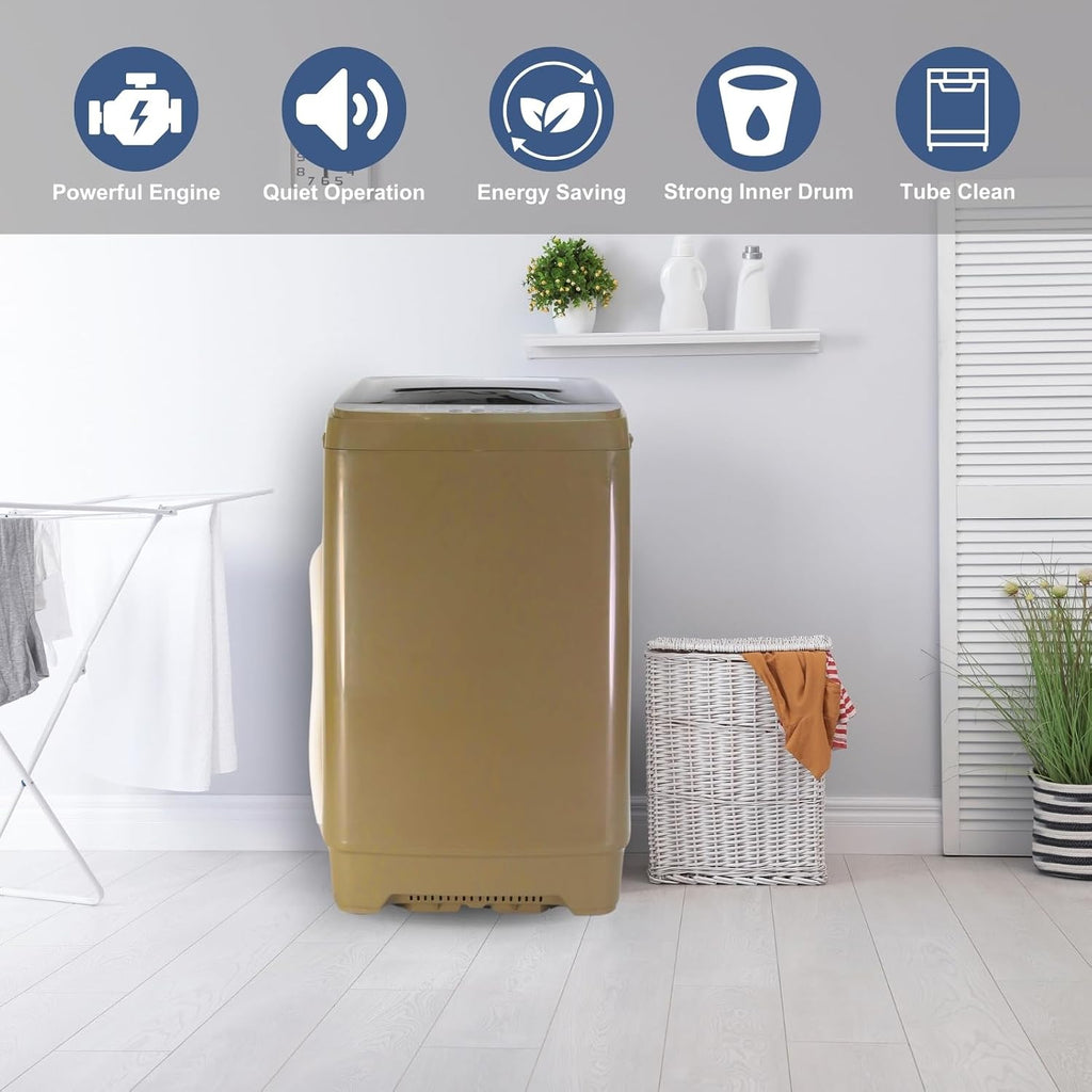 Washing Machine 15.6 LBS Automatic Laundry Machine with 10 Programs, LED Display, 8 Water Levels, High-efficiency Compact Washer for Apartment, RV, Dorm