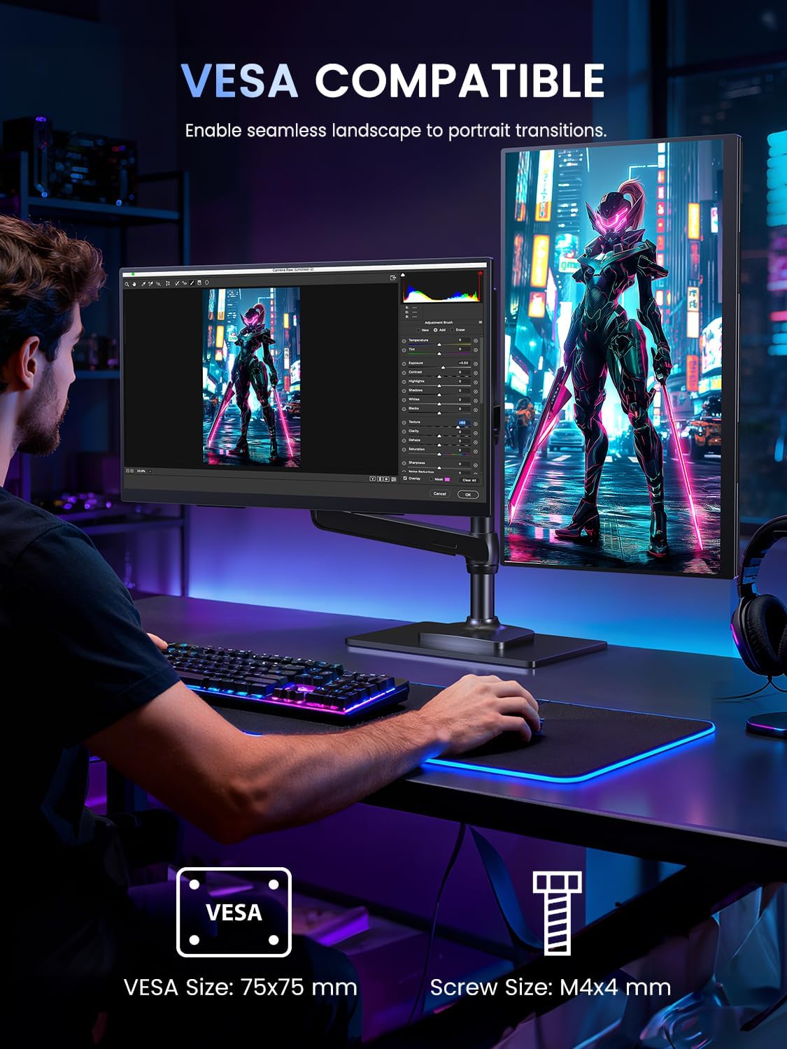UPERFECT Portable Monitor, 24.5' 2K 165Hz 500Nits 0.1ms FreeSync HDR IPS Gaming Monitor with Stand VESA USB-C Mini HDMI, Large Second Screen for Laptop, Computer, Phone, Mini PC, Game Consoles