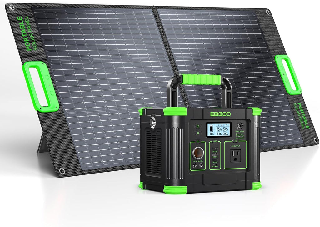 Portable Power Station 330W with 100W Solar Panel, Solar Generator Fast Charging, Foldable Solar Panel for Camping, RV, Outdoor Use