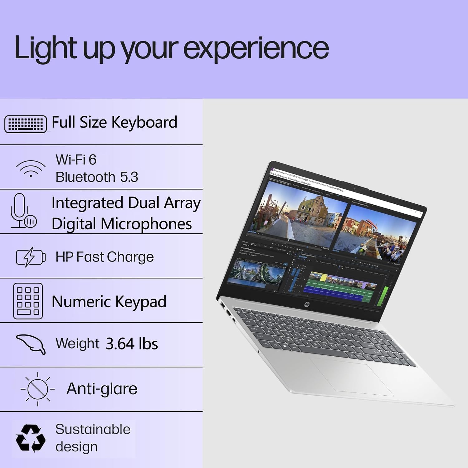 HP 15.6 inch Laptop, FHD Display Computer, Intel Quad-Core Processor, (16GB RAM 512GB PCIe SSD), WiFi 6, BT 5.3, HDMI, Type-C, Webcam, Natural Silver, Windows 11 Home (Renewed)