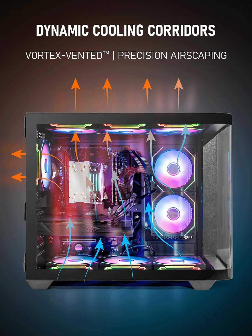 Gaming PC Computer Desktop – i7 Xeon E5 12-Cores up to 3.5 GHz, RX 580 8GB, 64GB RAM, 1TB NVMe SSD, Wi-Fi 6 & BT 5.4, 9× ARGB Cooling Fans, Windows 11 Pro, 650W PSU, Gaming & Streaming Tower