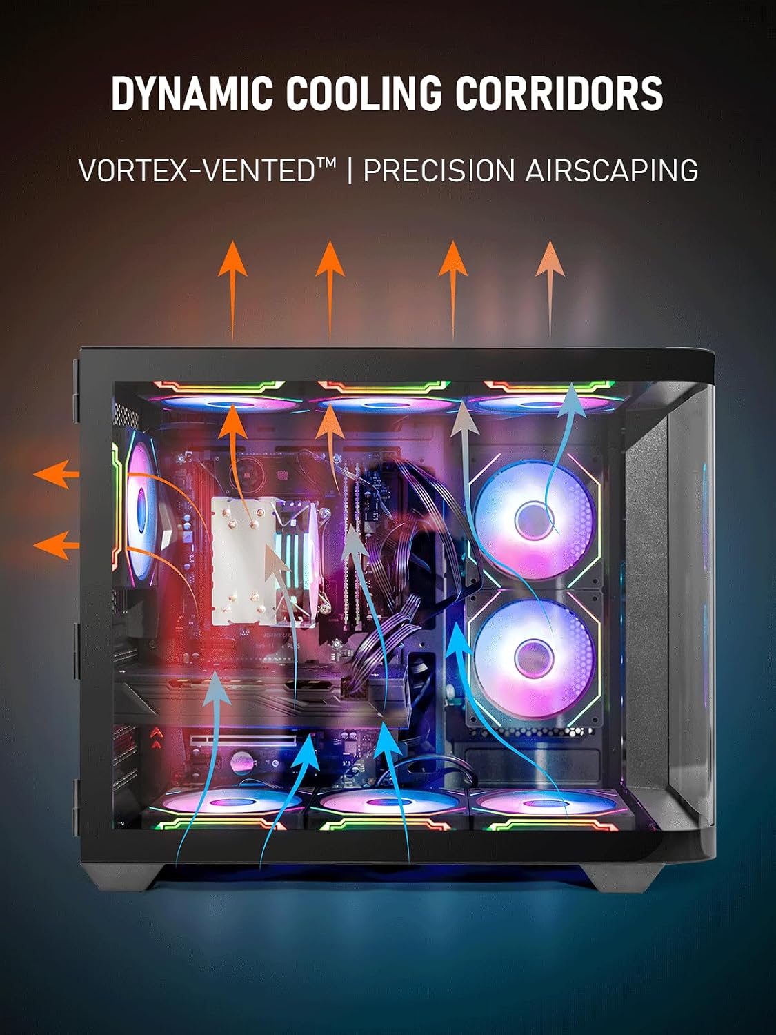 Gaming PC Computer Desktop – i7 Xeon E5 12-Cores up to 3.5 GHz, RX 580 8GB, 64GB RAM, 1TB NVMe SSD, Wi-Fi 6 & BT 5.4, 9× ARGB Cooling Fans, Windows 11 Pro, 650W PSU, Gaming & Streaming Tower