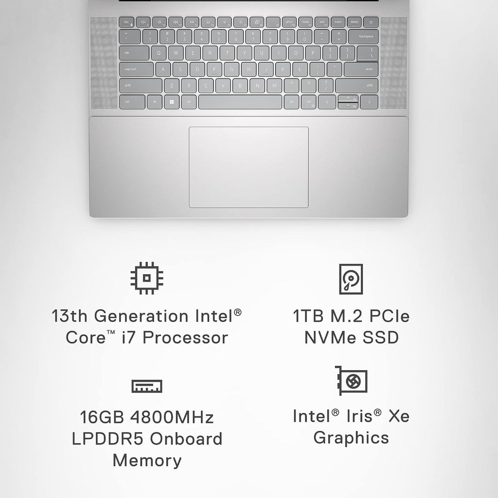 Dell Inspiron 5630 Laptop - 16.0-inch 16:10 FHD+ (1920x1200) Display, Intel Core i7-1360P, 16GB LPDDR5 RAM, 1TB SSD, Intel Iris Xe Graphics, Windows 11 Pro, Premium Support & Dell Migrate - Silver