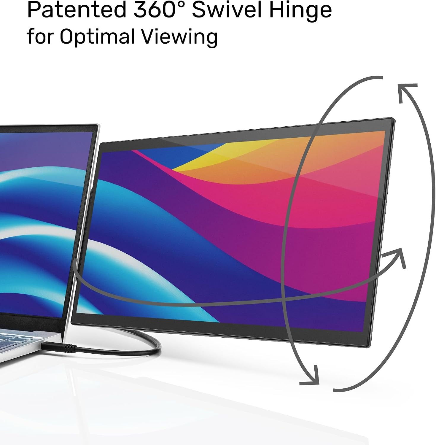 SideTrak Swivel Pro Touch 13.3' Portable Monitor for Laptop | Touchscreen Dual Display, Patented 360° Swivel Hinge, Laptop Screen Extender | Ultra-Slim USB-C®, PC & Chrome Compatible