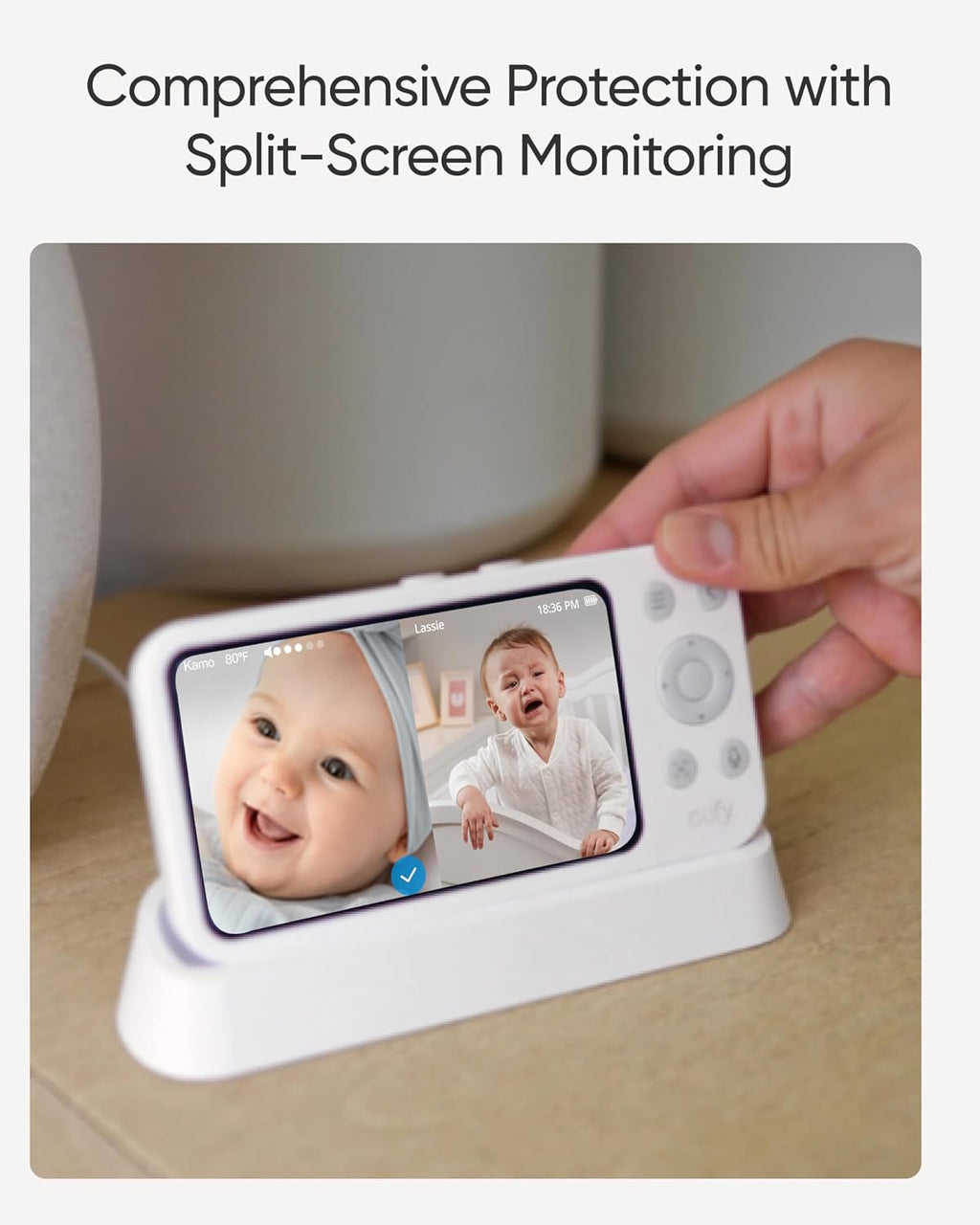 eufy Baby Monitor E21 Add-On Camera, 4K UHD Resolution, 330° Pan and 60° Tilt, 8× Zoom, Night Vision, 5000mAh Built-in Battery, ANR (Renewed)