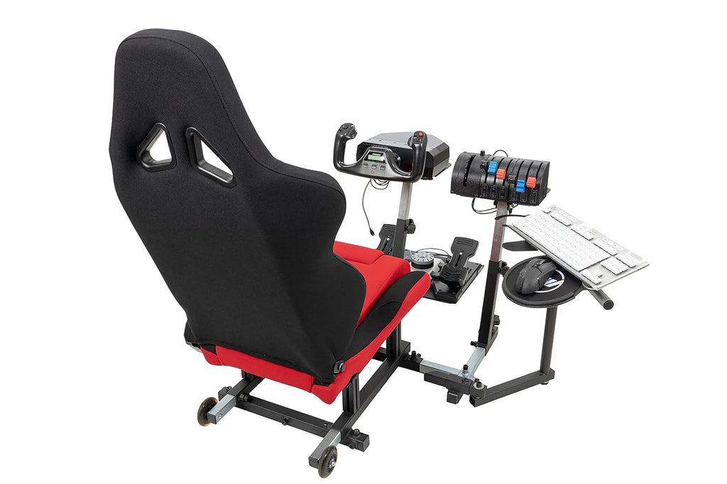 SimFab Modular Flight Simulator Pit For General, Civil and Commercial Aviation, MSFS Edition, Compatible With Logitech, Honeycomb, Turtle Beach, CH Products (Red)