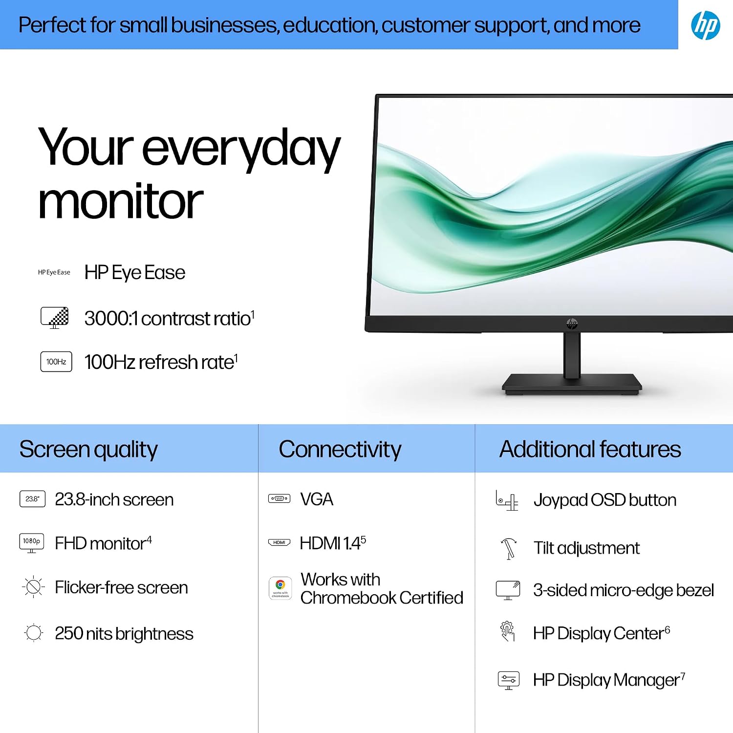 HP 24' Full HD (1920x1080) Computer Monitor Bundle with Docztorm Dock, 75Hz Anti-Glare Display, AMD FreeSync, HDMI, VGA, VESA Mount (100x100mm), Ideal for Home & Business, Black Pack of 2