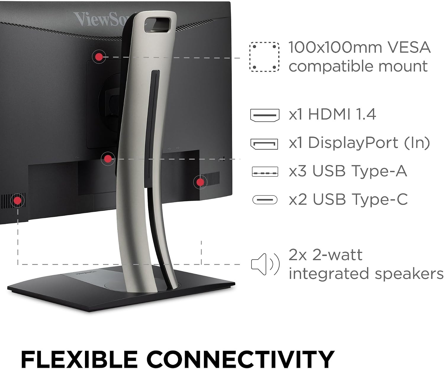 ViewSonic VP2456A 24 Inch 1080p ColorPro Monitor, IPS with 100% sRGB and Pantone Validated for Professional Graphic Design, Advanced Ergonomics, 120Hz, 90W USB-C, HDMI, and DisplayPort Inputs