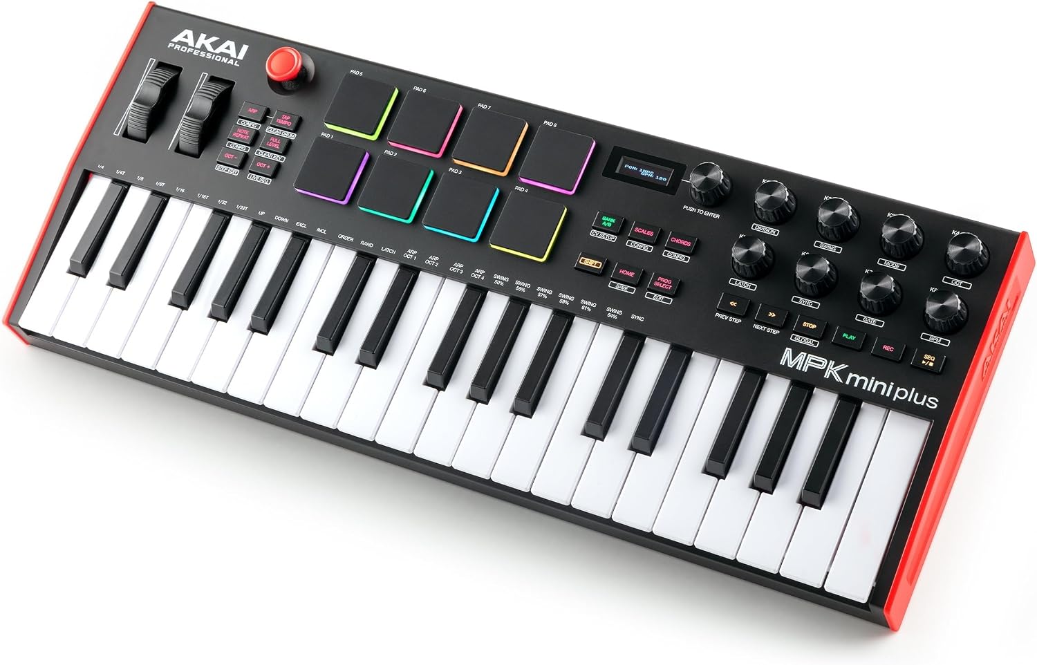 Akai Professional MPK Mini Plus - USB MIDI Keyboard Controller with 37 Mini Keys, 8 MPC Pads, Sequencer, MIDI/CV/Gate I/O, Music Production Software and Native Instruments Sound Package