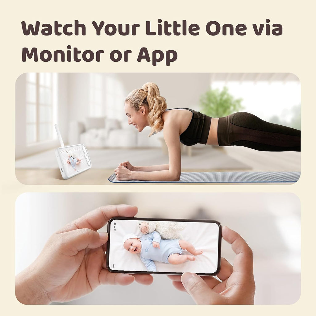 NETVUE Peekababy Smart WiFi Baby Monitor, 1080P FHD Camera and 5' HD IPS Display, Smart App, Two-Way Talk, Sound/Motion Detection and Notifications