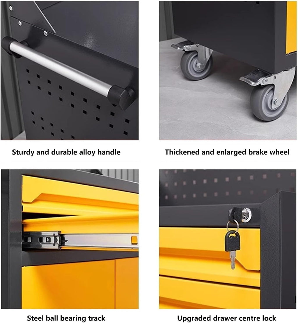 Tool Box Metal Tool Chest, 3-Drawer Rolling Tool Chest with Wheels, 2 in 1 Tool Cabinet with Locking System for Warehouse, Garage, Workshop Tool Storage(Green)