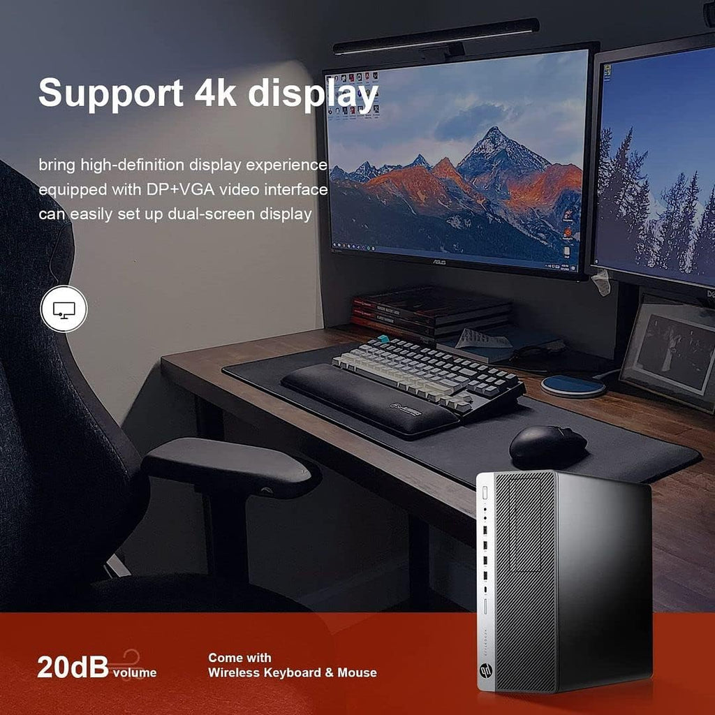 HP Elitedesk 800 G3 SFF PC Bundle - Dual 24'' KOORUI Monitors, Intel i7-6700,16GB DDR4,512GB NVMe SSD + 2TB HDD,AX200 Wi-Fi 6,Wireless Keyboard, Mouse,Windows 10 Pro 64-bit (Renewed), Black/Silver