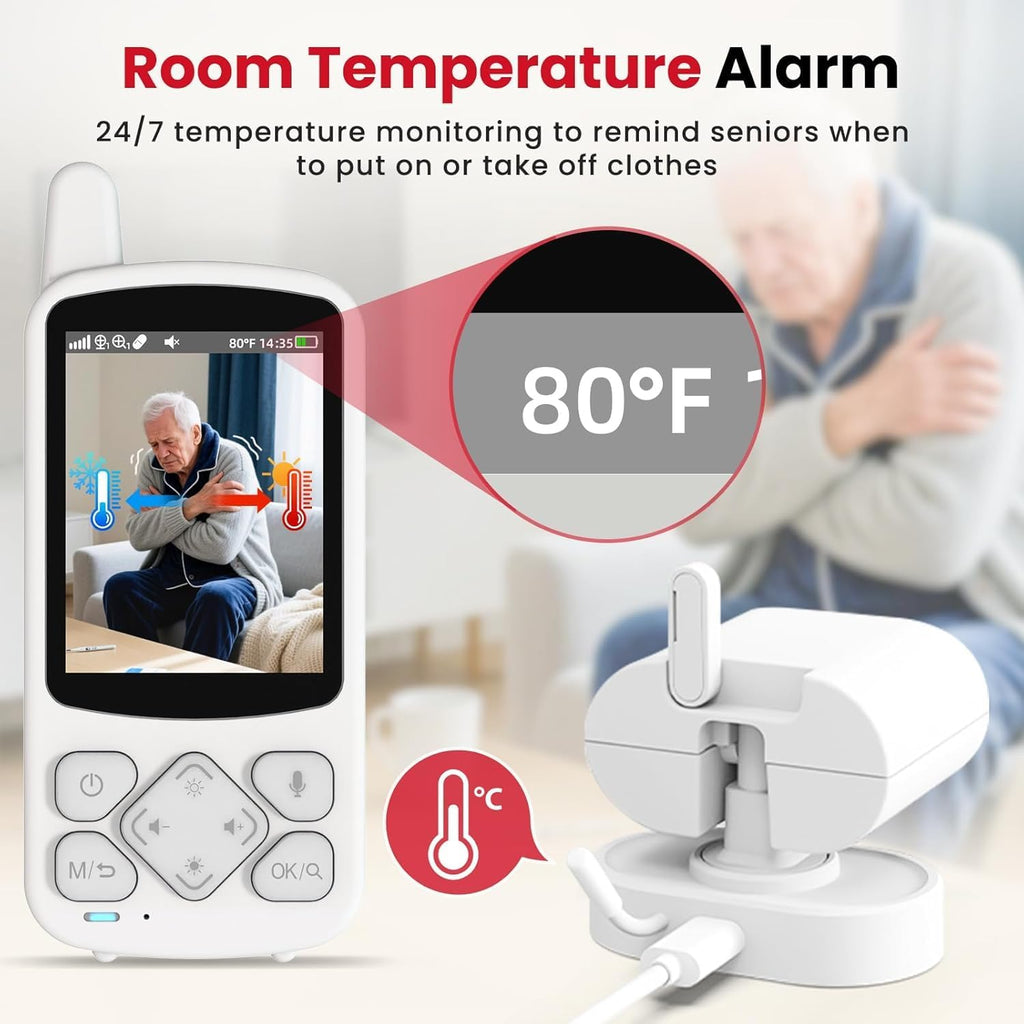 CallToU Elderly Monitor with Camera and Audio, 2-Way Talk Baby Monitors for Elderly No Wi-Fi Video Monitor for Elderly,Call Button Nursing Home Use | for Seniors, Dementia Patients 2 Camera