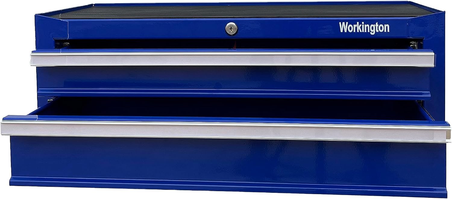 Workington Industrial 2 Drawers Portable Metal Intermediate Box, 26' Middle Tool Chest Cabinet with Ball Bearing Drawer Slides, Steel Tool Storage Box Organizer 4008 Blue