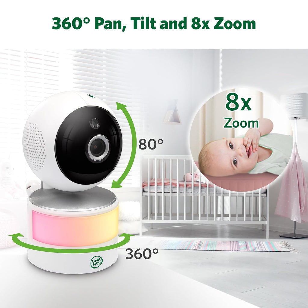 LeapFrog LF920-2HD 2-Camera Video Baby Monitor with 7' HD Screen - Split Screen, 1080p Color Night Vision, 360° Pan Tilt 8X Zoom, Night Light, Temp & Humidity Sensor, 1000ft Range - No WiFi Needed