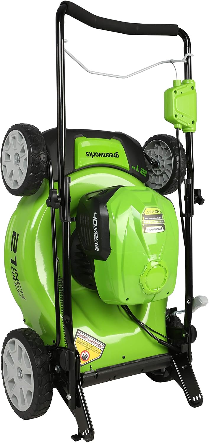 Greenworks 40V 21' Cordless Brushless Push Mower, 4.0Ah + 2.0Ah USB Batteries and Charger Included