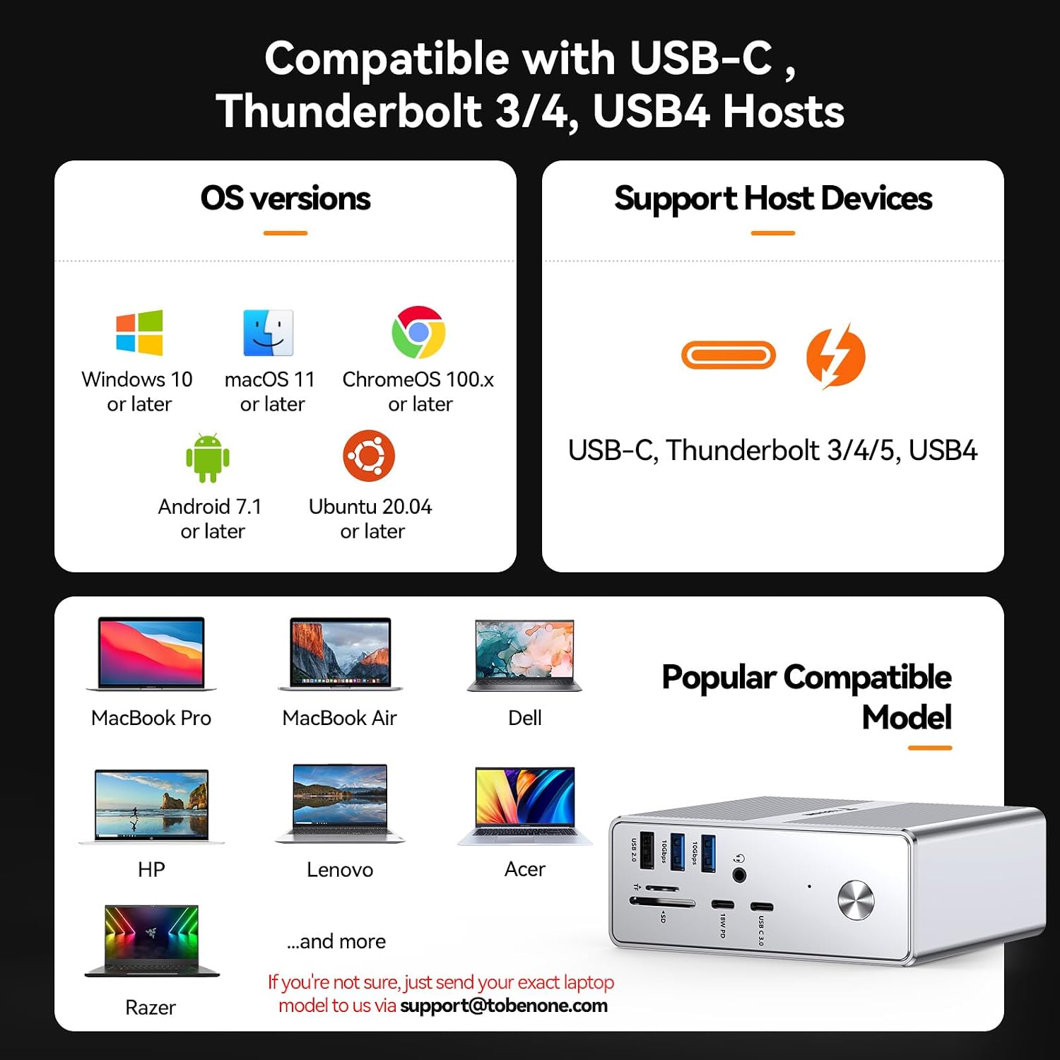 TobenONE 𝗗𝗶𝘀𝗽𝗹𝗮𝘆𝗟𝗶𝗻𝗸 𝗗𝗿𝗶𝘃𝗲𝗿 𝗥𝗲𝗾𝘂𝗶𝗿𝗲𝗱 Docking Station, Supports 3 Monitors, 10Gbps USB, 120W Power Supply, 18W Charging for Phone, Gigabit Ethernet, Audio,Compatible with macOS