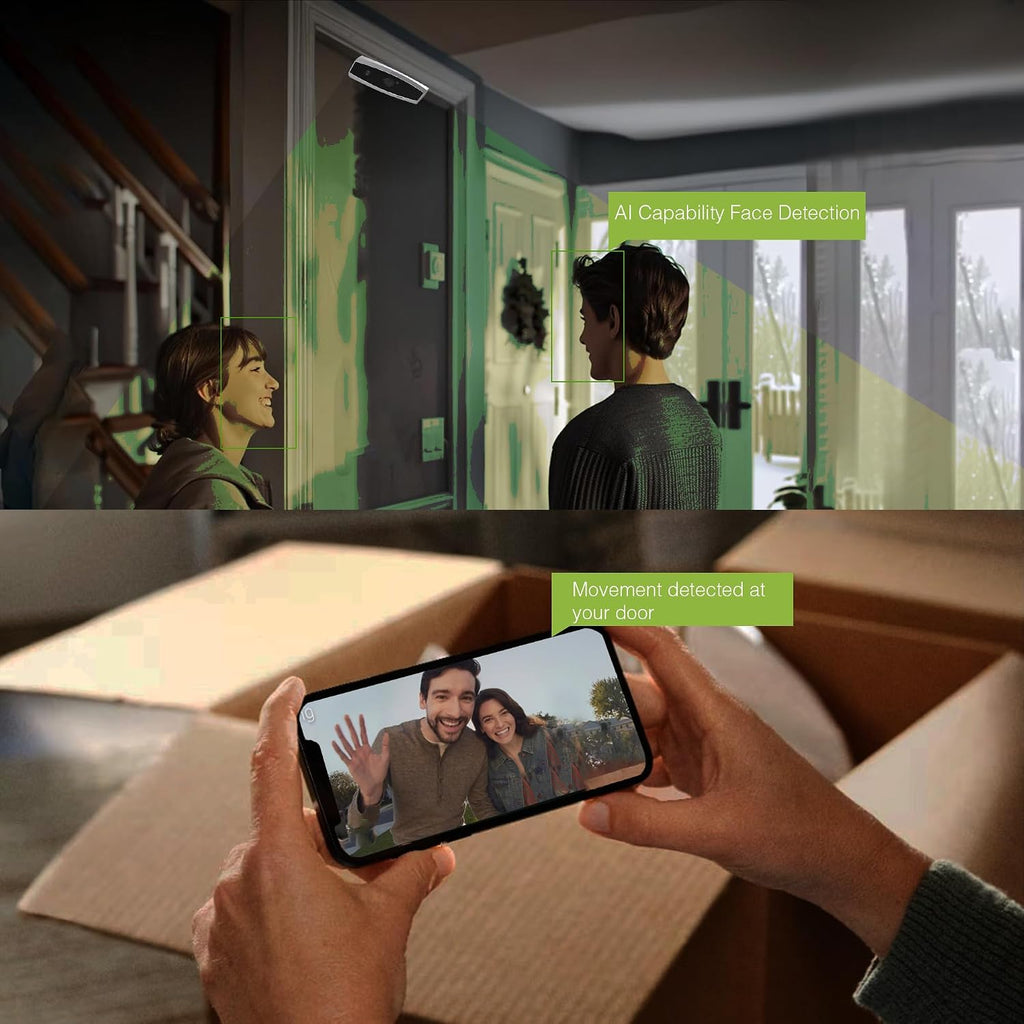 Remo+ DoorCam 3 Over-The-Door Wireless Security Camera, 12-Hour Rolling Video Storage with No Subscription, 1080p Video, Night Vision, 2-Way Talk, AI with Human Detection & Alexa Compatibility