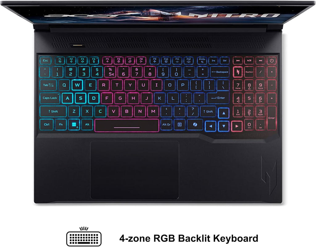 acer Nitro V 16S Gaming Laptop 16' WUXGA IPS 180Hz Intel 10-core Core 7 240H (Beats Ultra 7 268V) 32GB RAM 1TB SSD GeForce RTX 5060 DLSS4 GDDR7 (Up to 572 AI Tops) 4-Zone RGB Backlit Win11 ICP Hub