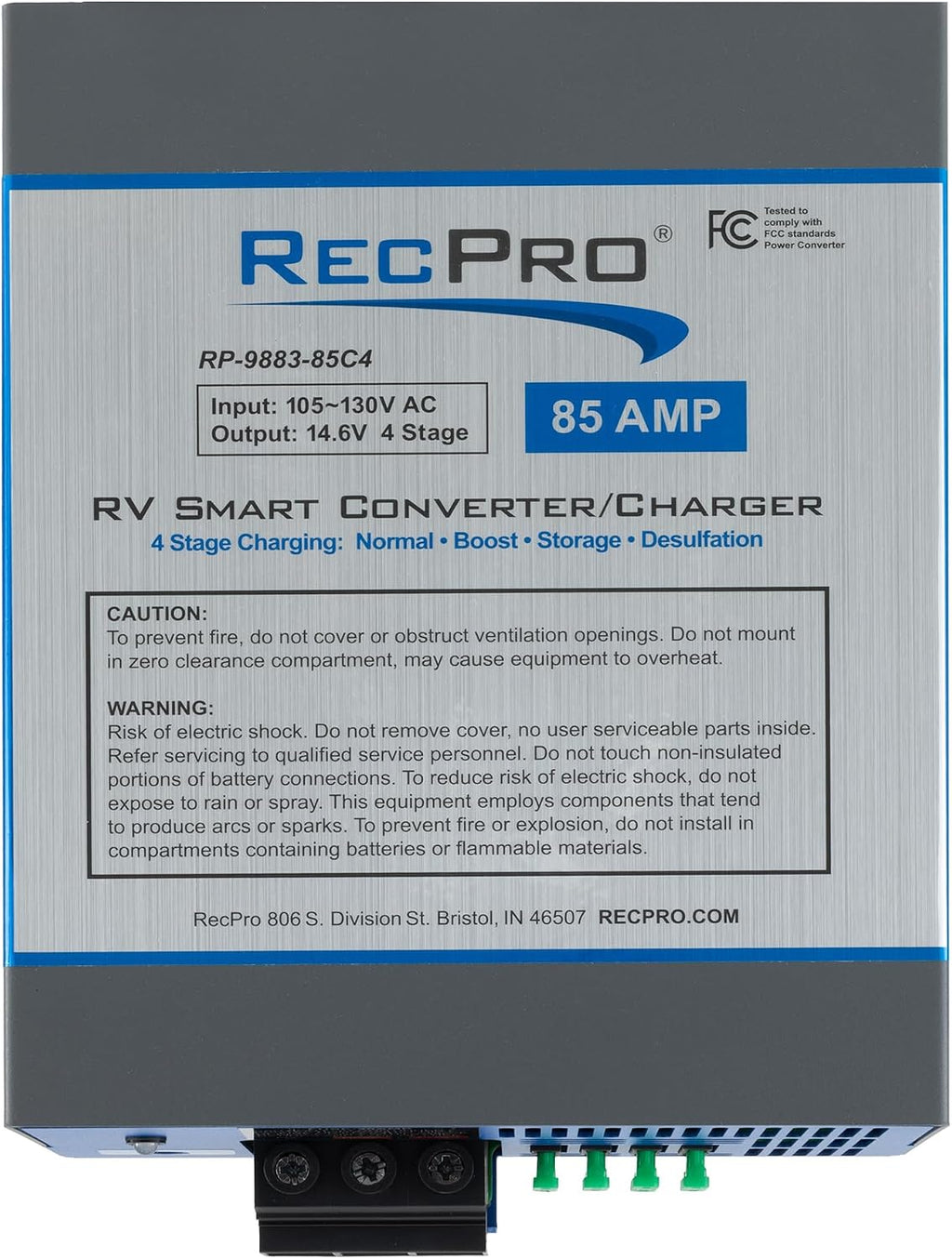 RecPro RV Converter 85 Amp | RV Power Converter & Battery Charger | 4 Stage Smart Charging | 120VAC to 12VDC | 13V to 16.5V Operating Range