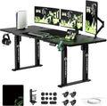 X-WIN Electric Height Adjustable Standing Desk, 71' x 31.5' Inch 4-Leg Ergonomic Sit to Stand Desk for Home Office, Powerful Dual Motor Work Desk with Locking Wheels, Carbon Fiber Textured Black