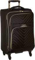 Kenneth Cole REACTION Chelsea 2-Piece Bundle - 20' Chevron Expandable 8-Wheel Carry-On Suitcase & Matching 15' Laptop Tote Bag, Black