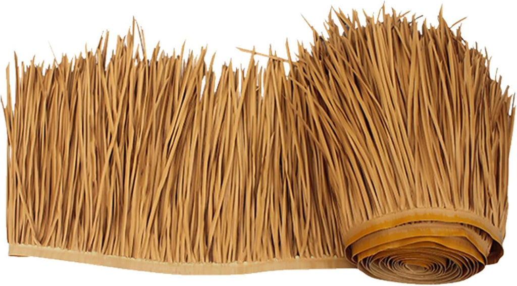 19.6″x32.8′ Mexican Palm Thatch Runner Roll Simulation Thatch Tile Plastic PE Roof Fake Straw Fireproof for Tiki Bar Garden Wooden House Pavilion Roof Decoration(Size:10m/32.8ft,Color:Straw Yellow)