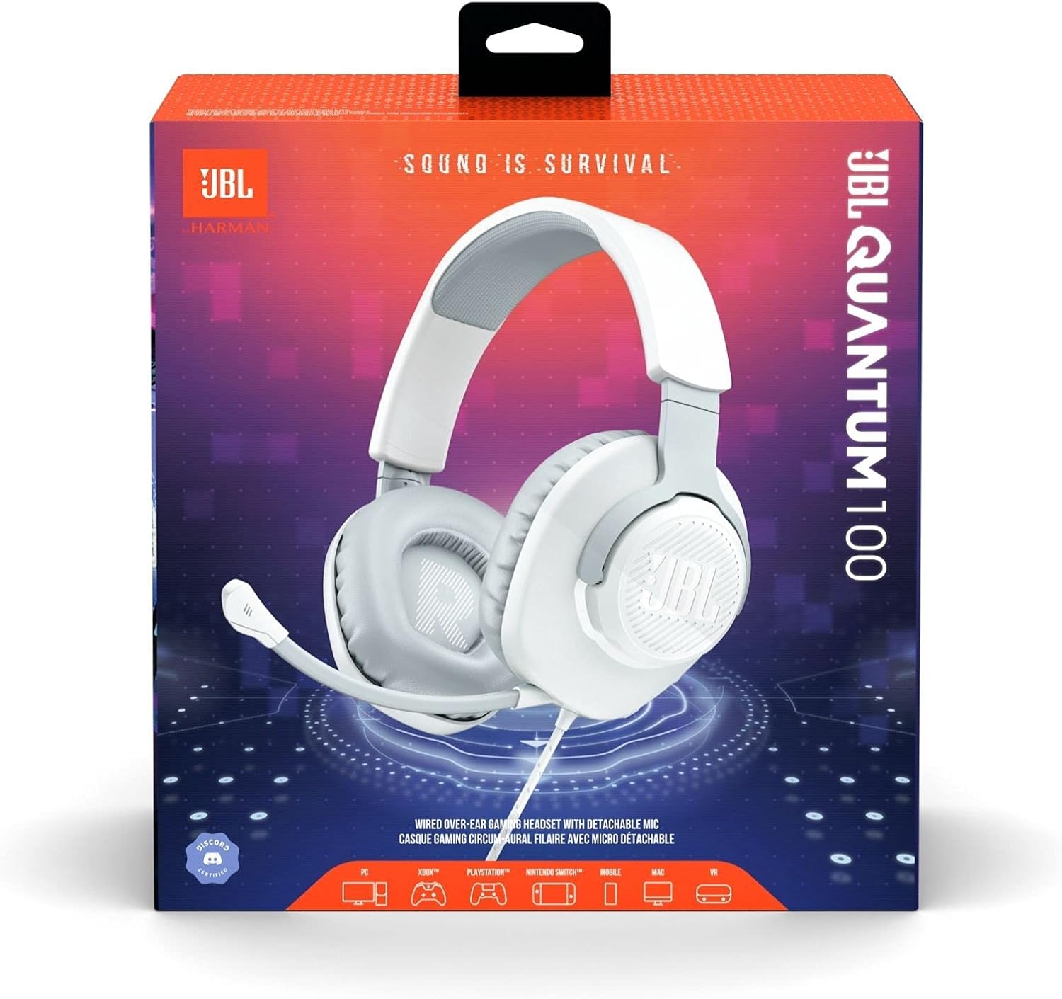 JBL Quantum 100 - Wired Over-Ear Gaming Headphones - White, Large (Pack of 4)